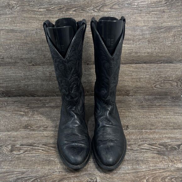 Ariat Heritage Boots Men\'s 11D Black Leather Western Cowboy Embroidered Pull On